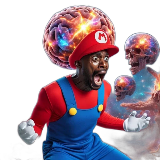 mask, concept art, comic book art, mario-inspired transparent PNG cut-out