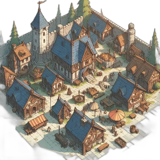 building, concept art, fantasy art, 3d render transparent PNG cut-out