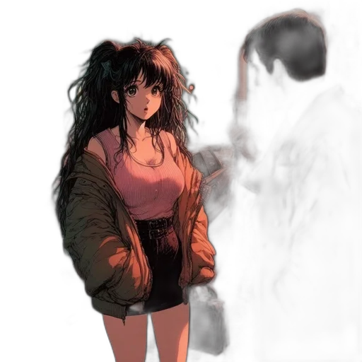 jacket, dress, face, creature transparent PNG cut-out
