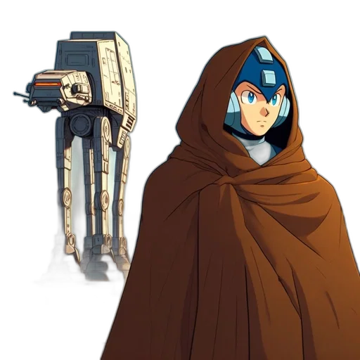 robot, weapon, mask, jacket transparent PNG cut-out