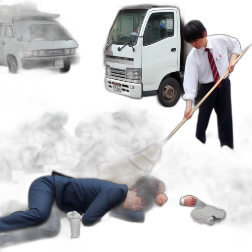 staff, car, umbrella, photorealistic transparent PNG cut-out