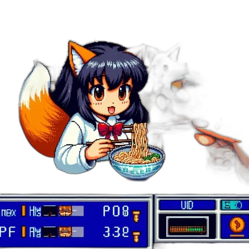 food, staff, pixel art, vaporwave transparent PNG cut-out