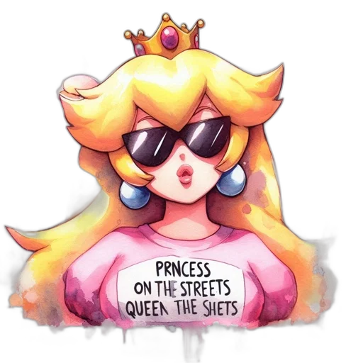 crown, dress, pixel art, watercolor transparent PNG cut-out