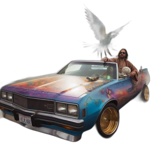 car, concept art, pixel art, vaporwave transparent PNG cut-out