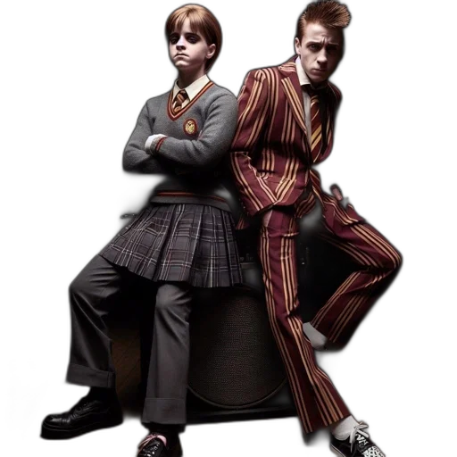 jacket, concept art, two, students transparent PNG cut-out