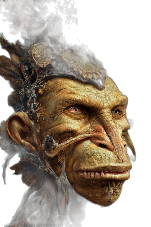face, mask, staff, creature transparent PNG cut-out