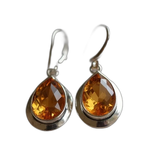jewelry, sterling, earrings, citrine transparent PNG cut-out