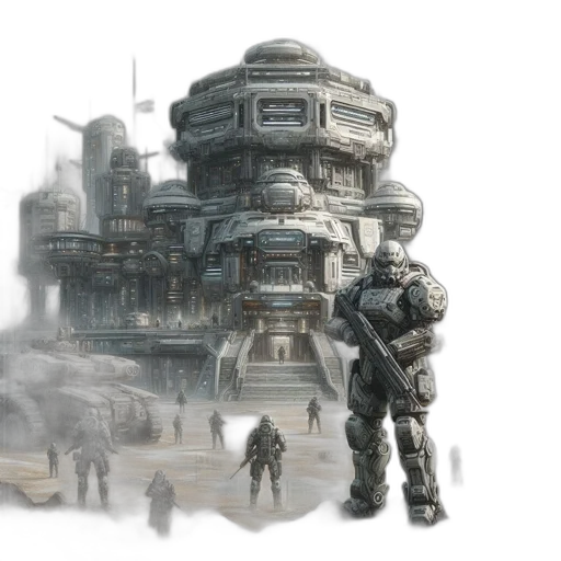 robot, concept art, fantasy art, 3d render transparent PNG cut-out