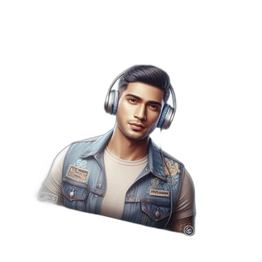 jacket, face, photorealistic, pixel art transparent PNG cut-out