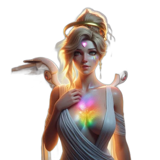 dress, jewelry, staff, fantasy art transparent PNG cut-out