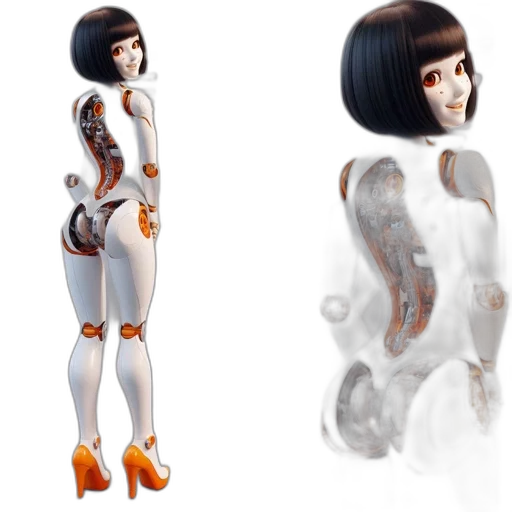 dress, robot, concept art, 3d render transparent PNG cut-out