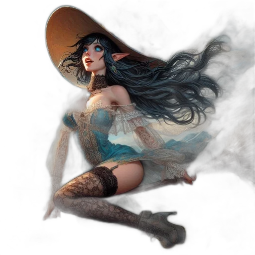 dress, fantasy art, concept art, comic book art transparent PNG cut-out