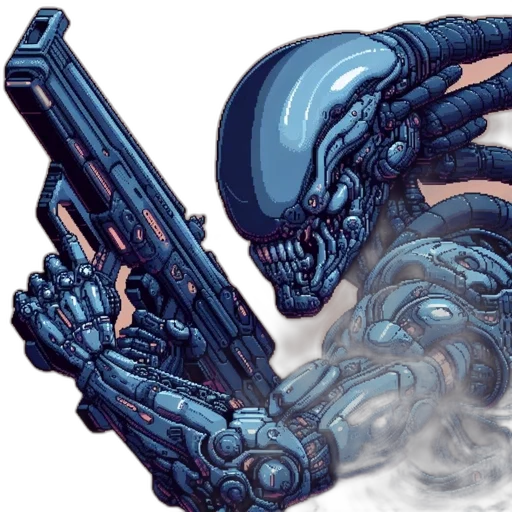 robot, weapon, staff, concept art transparent PNG cut-out