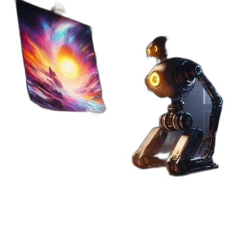 robot, concept art, 3d render, outer space transparent PNG cut-out