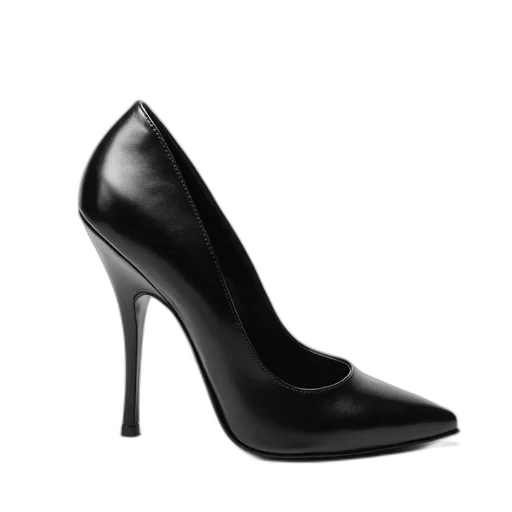 shoes, black, leather, high-heeled transparent PNG cut-out