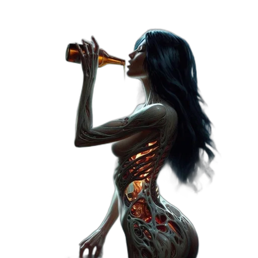 dress, bottle, robot, cyberpunk transparent PNG cut-out