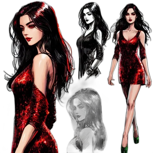 dress, concept art, comic book art, fantasy art transparent PNG cut-out