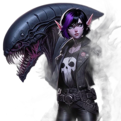 creature, concept art, fantasy art, cyberpunk transparent PNG cut-out