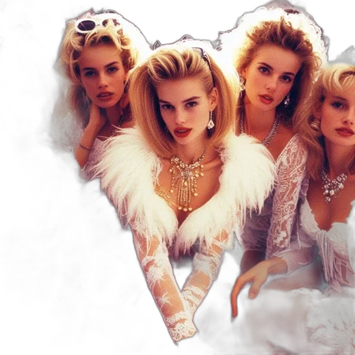 photorealistic, five, blonde-haired, women transparent PNG cut-out