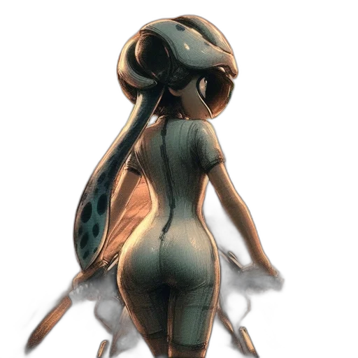 dress, robot, creature, staff transparent PNG cut-out