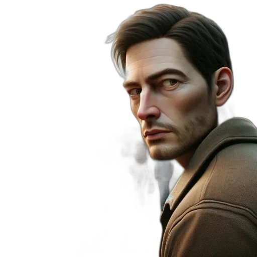 face, jacket, photorealistic, concept art transparent PNG cut-out