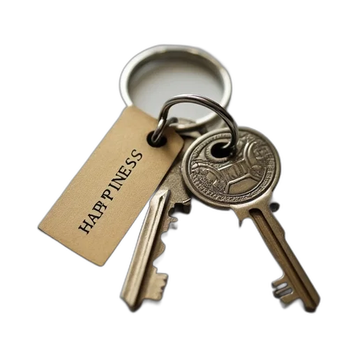 two, keys, word, happiness transparent PNG cut-out