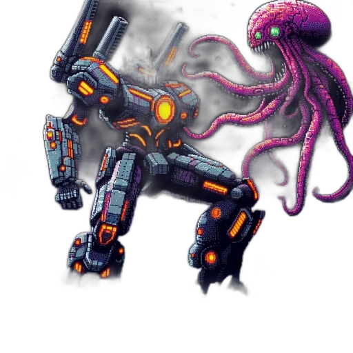 robot, creature, weapon, staff transparent PNG cut-out