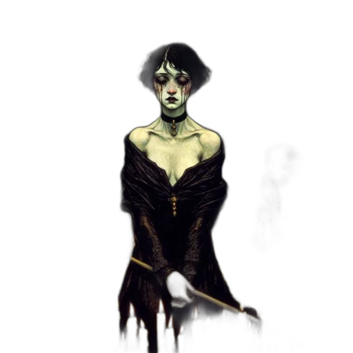 dress, creature, staff, mask transparent PNG cut-out