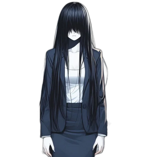 jacket, hair, dress, staff transparent PNG cut-out