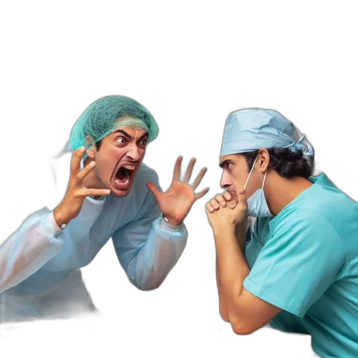 concept art, two, surgeons, interact transparent PNG cut-out