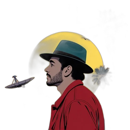 hat, jacket, concept art, comic book art transparent PNG cut-out
