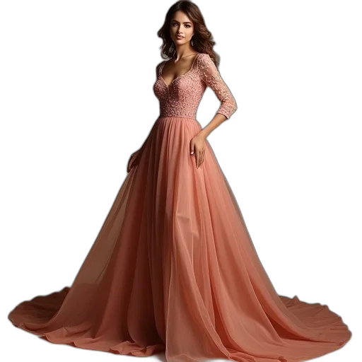 dress, photorealistic, earth tones, golden transparent PNG cut-out
