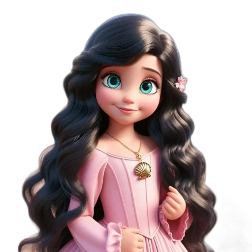 dress, hair, jewelry, 3d render transparent PNG cut-out