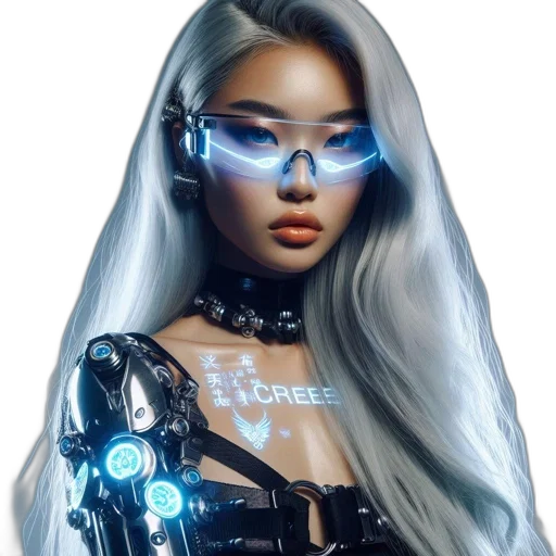 robot, jewelry, cyberpunk, 3d render transparent PNG cut-out