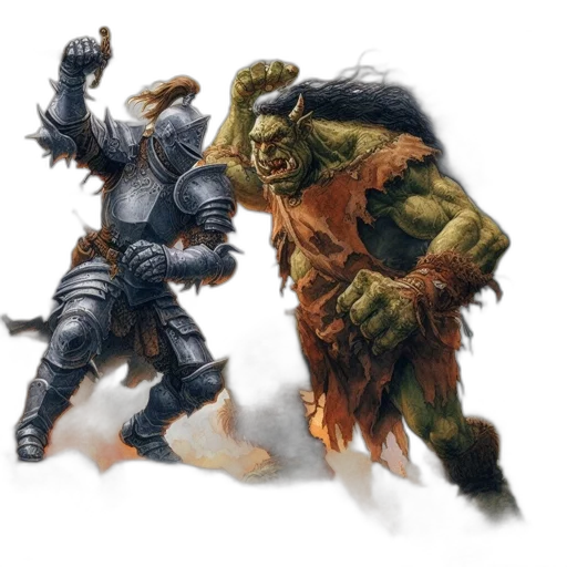 concept art, fantasy art, comic book art, armed transparent PNG cut-out