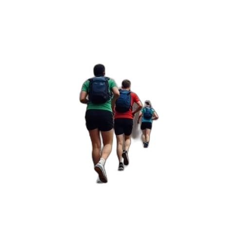 3d render, group, trail, runners transparent PNG cut-out