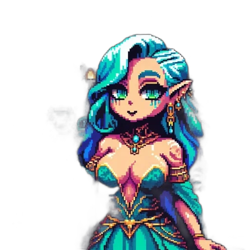 dress, staff, pixel art, fantasy art transparent PNG cut-out