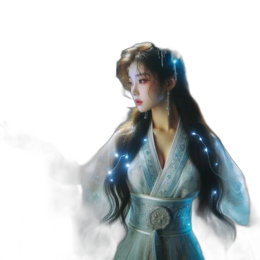 dress, staff, fantasy art, concept art transparent PNG cut-out