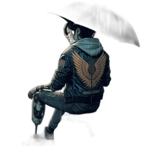 jacket, umbrella, hat, robot transparent PNG cut-out