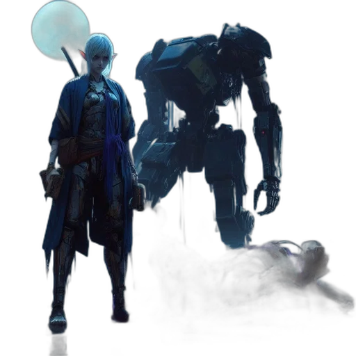 robot, concept art, cyberpunk, fantasy art transparent PNG cut-out