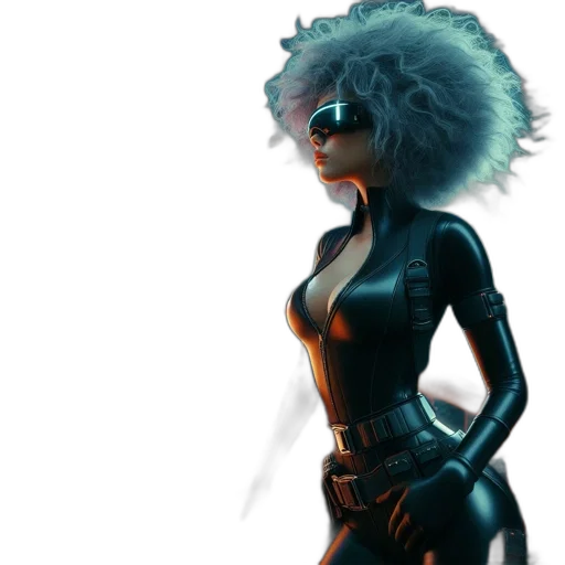 robot, hair, mask, cyberpunk transparent PNG cut-out
