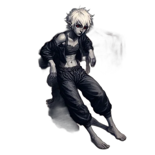 creature, mask, jacket, staff transparent PNG cut-out