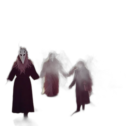 mask, creature, staff, jacket transparent PNG cut-out