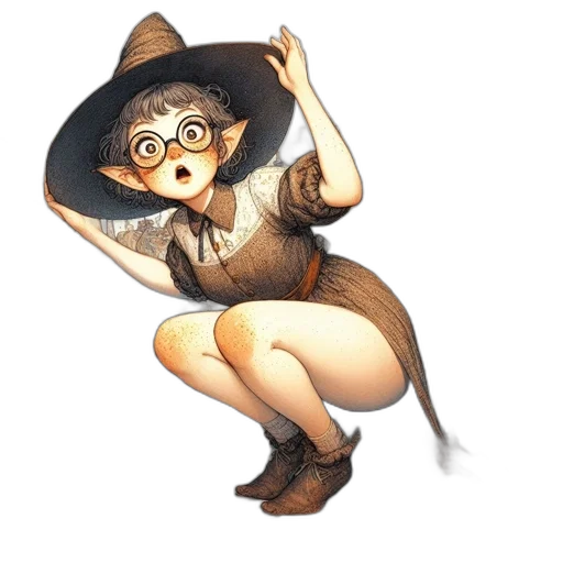 hat, staff, dress, weapon transparent PNG cut-out