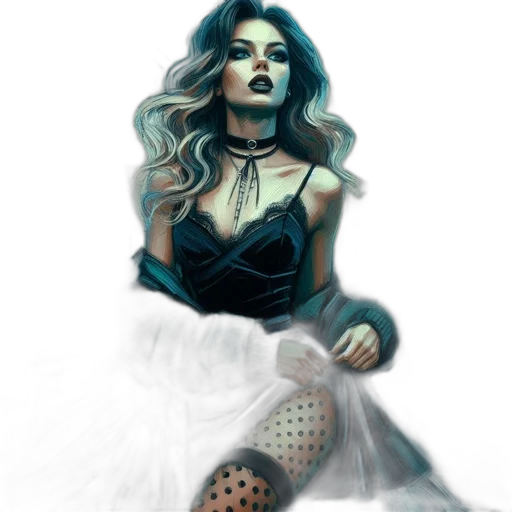 dress, jewelry, fantasy art, watercolor transparent PNG cut-out