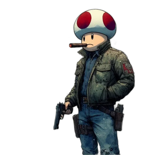 jacket, hat, weapon, staff transparent PNG cut-out
