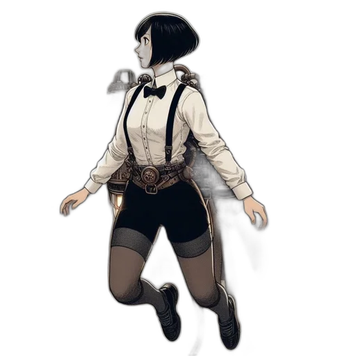 jacket, staff, dress, creature transparent PNG cut-out