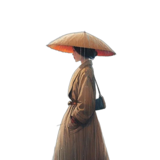 umbrella, hat, dress, staff transparent PNG cut-out