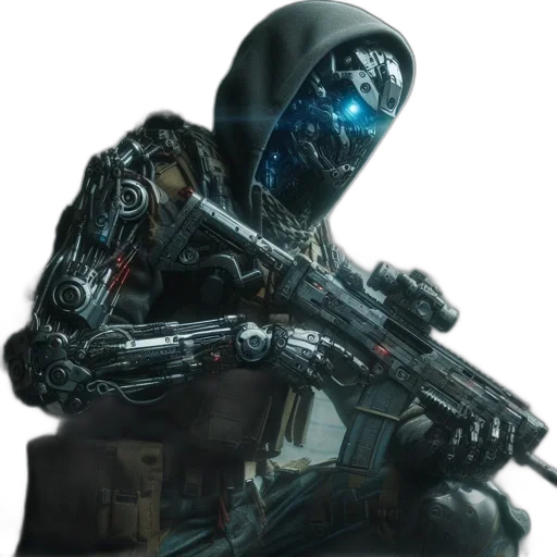 robot, weapon, mask, concept art transparent PNG cut-out