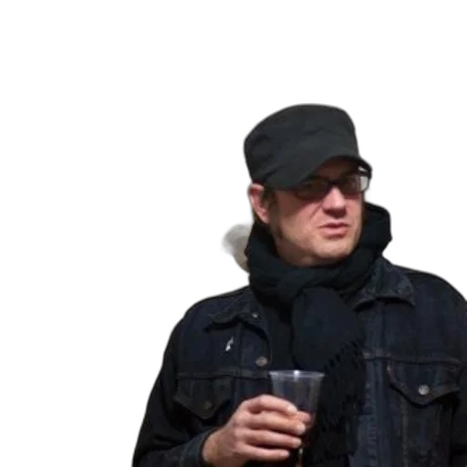 jacket, hat, bottle, face transparent PNG cut-out